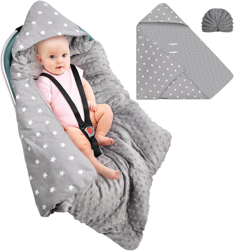 Einschlagdecke Und Strickmütze Set, Einschlagdecke Babyschale Decke Kinderwagen, universal Baby Baby