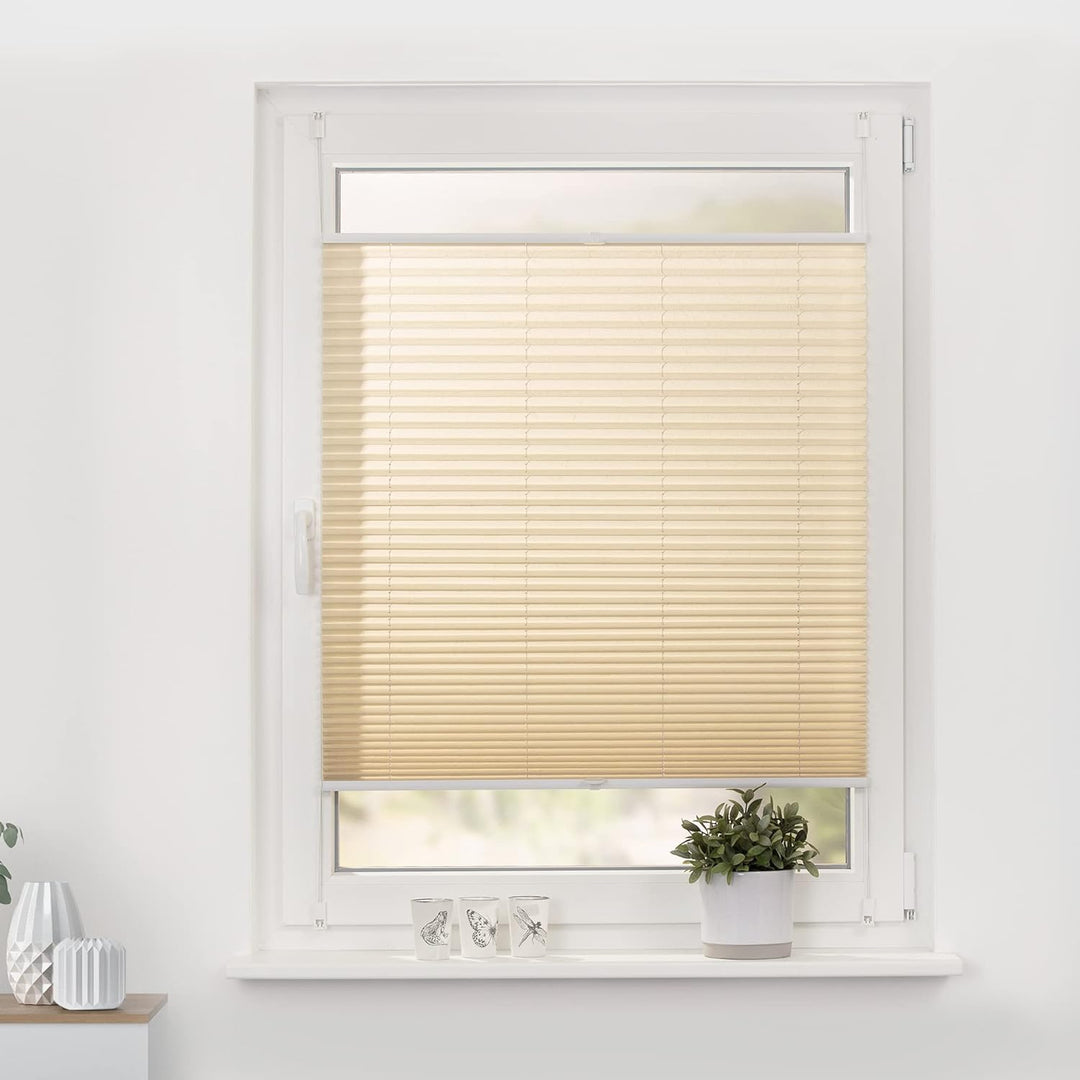 Wohn-Guide PKV.120.130.05 Plissee Klemmfix, ohne Bohren, verspannt - Creme 120 cm x 130 cm (B x L) 1
