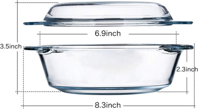 Glas Auflaufform mit Deckel, 1L 15cm Kleine Auflaufformen mit Deckel Ofenfest, Mikrowellengeschirr m