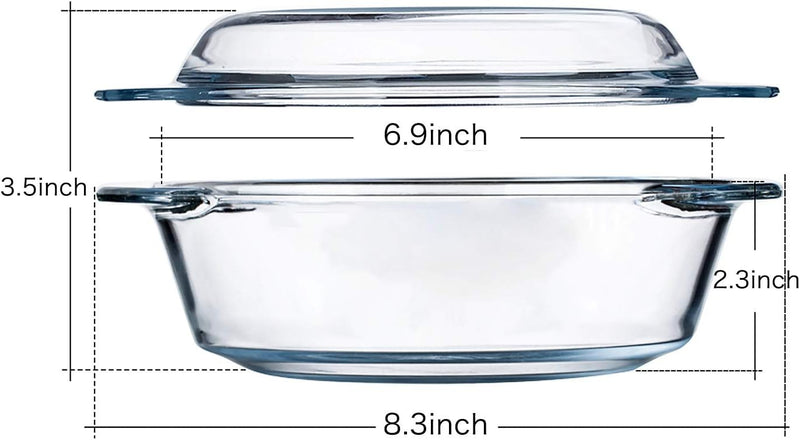 Glas Auflaufform mit Deckel, 1L 15cm Kleine Auflaufformen mit Deckel Ofenfest, Mikrowellengeschirr m