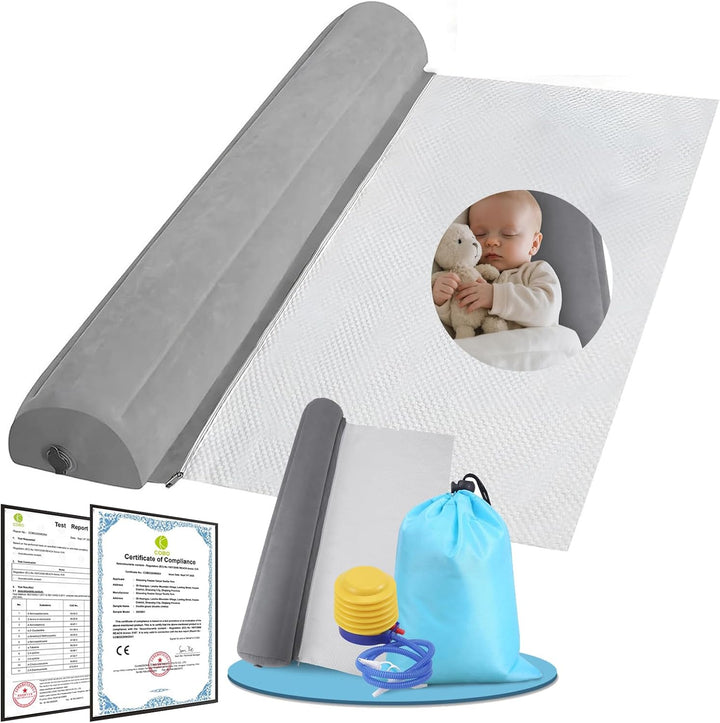 Rausfallschutz Bett reise mit Pumpe, 130 CM Anti-Fall-Bettschutzgitter Bettgitter Aufblasbarer Bett