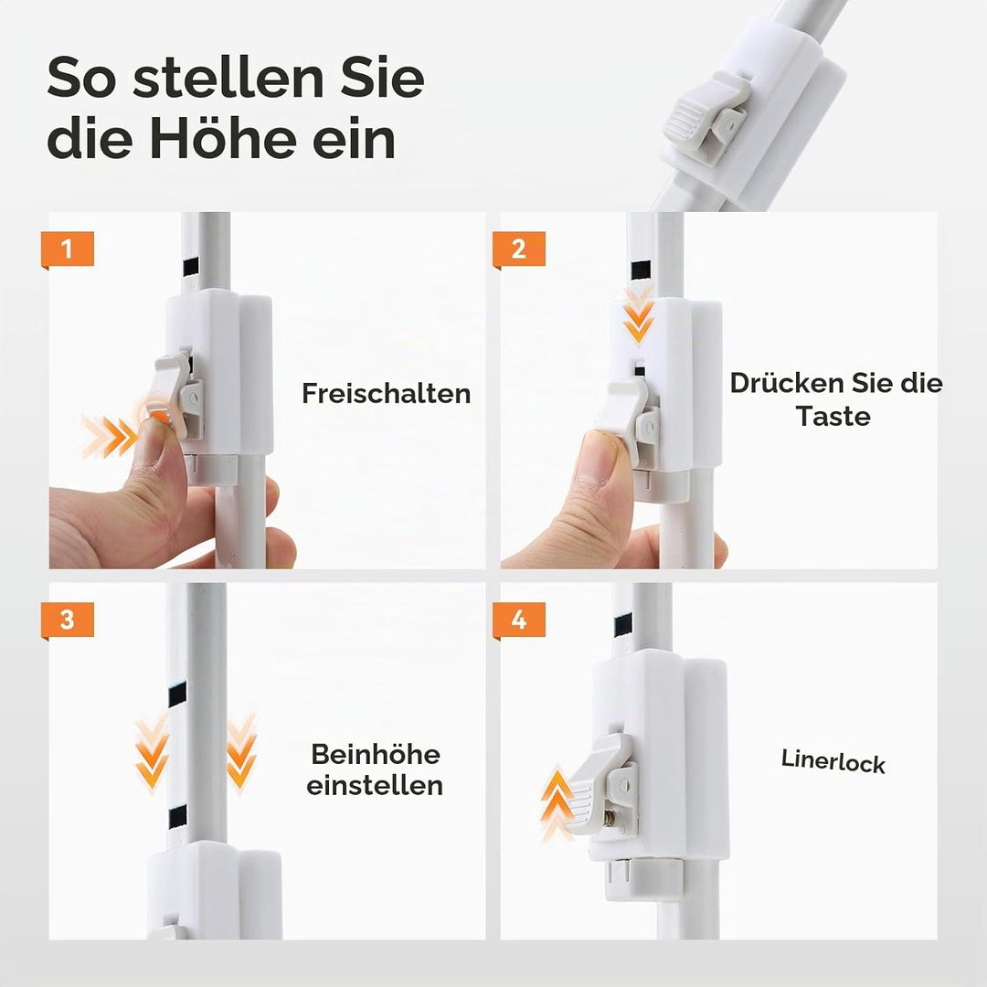 Warmiehomy Laptoptisch fürs Bett, Höhenverstellung Tablettisch mit klappbaren Beinen &amp; Getränkehalte