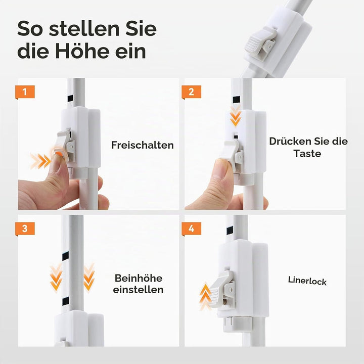 Warmiehomy Laptoptisch fürs Bett, Höhenverstellung Tablettisch mit klappbaren Beinen &amp; Getränkehalte