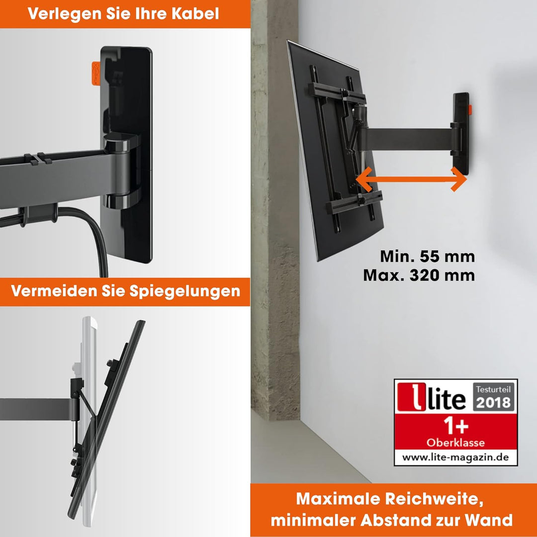 Vogel's WALL 3225 schwenkbare TV Wandhalterung für 32-55 Zoll Fernseher, max. 20 kg, schwenkbar bis