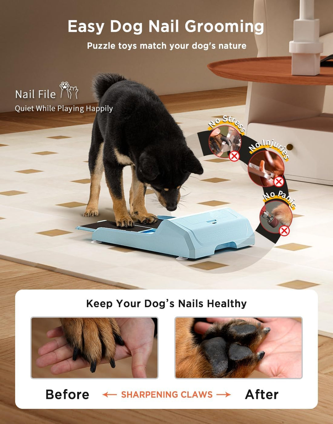 Hundekrallenfeile-Spielzeug mit 2 Hundeleckerli-Puzzles, Hundekratzpad für Krallen, Slow Feeder und