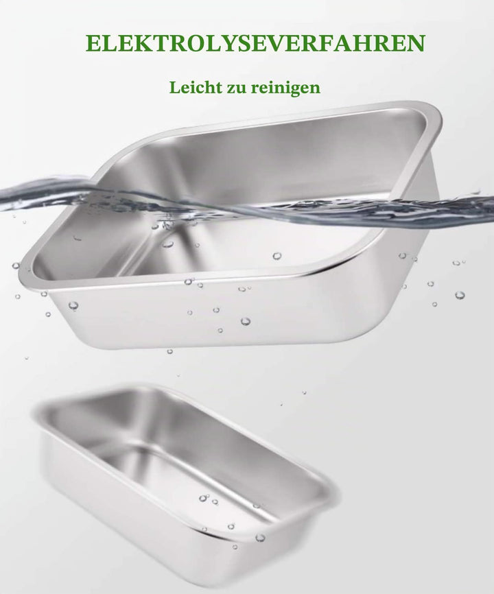 Edelstahlpfannen mit Deckel, Dampftischpfanne, Edelstahl-Behälter-Set, stapelbare Metalldampfgarpfan