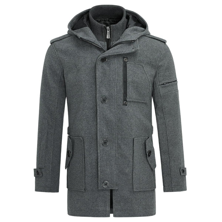 YOUTHUP Mantel Herren Wollmantel mit Kapuze Regular Fit Wolle Wintermantel Mittelange Winter Herrenm