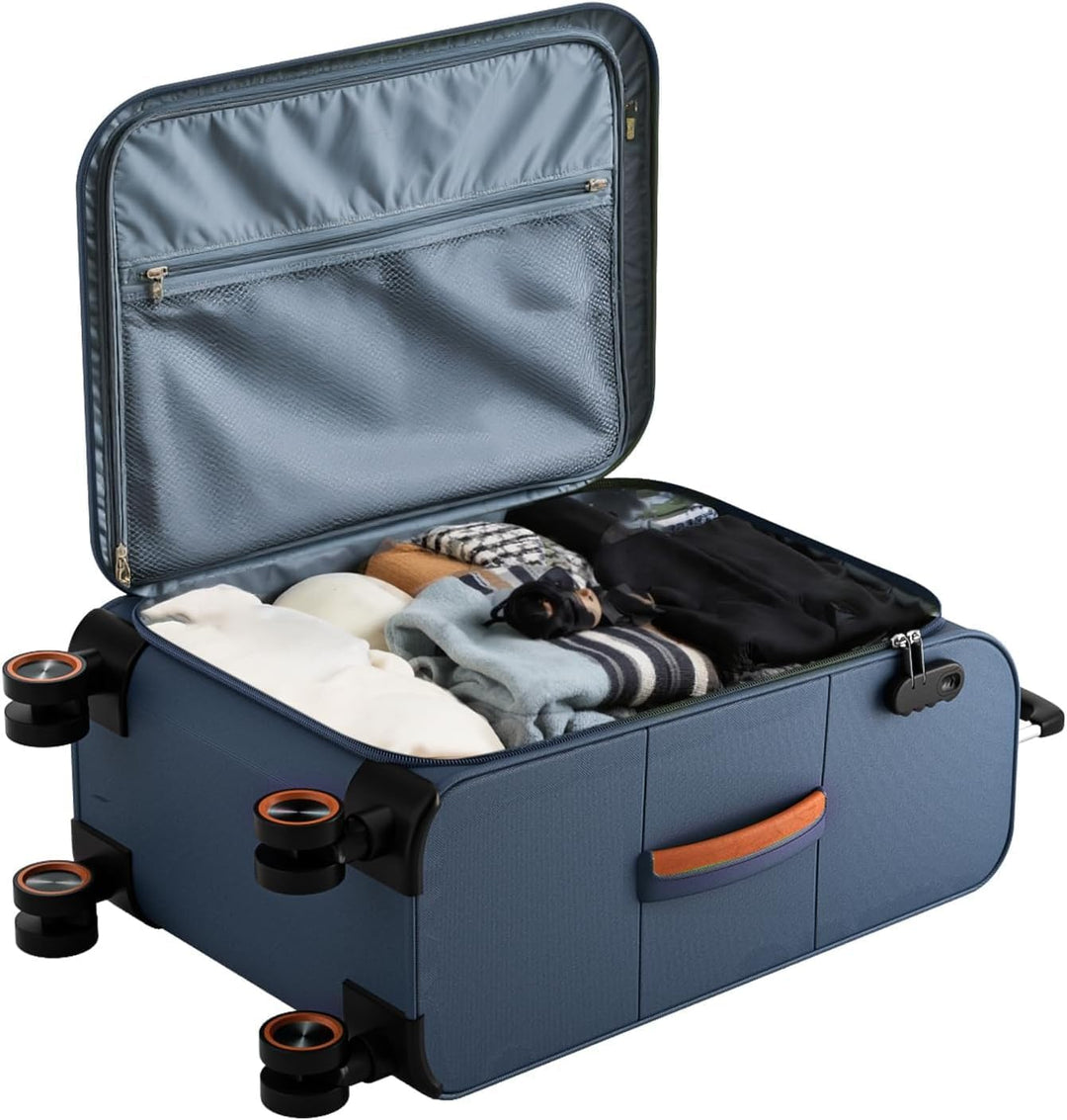 Weichschalen Handgepäck Koffer - Stoff Koffer Trolley 55x38x23cm Blau S, Blau S