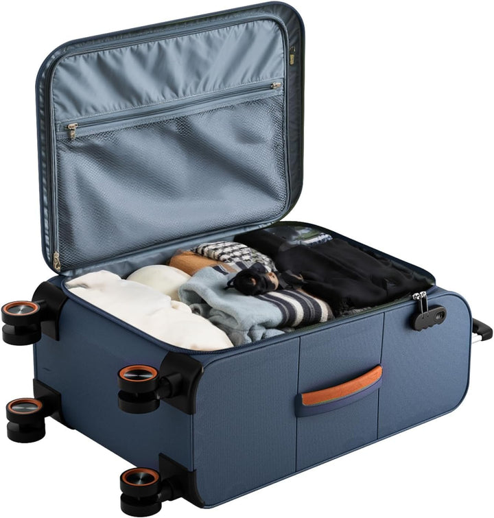 Weichschalen Handgepäck Koffer - Stoff Koffer Trolley 55x38x23cm Blau S, Blau S