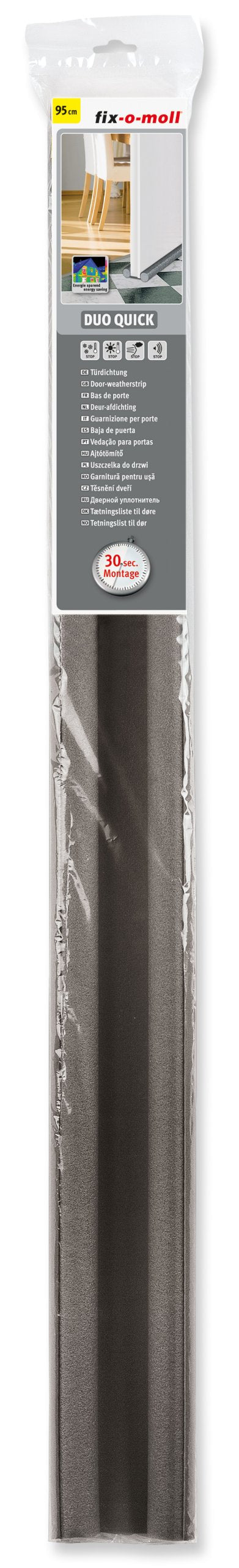 fix-o-moll Doppeltürdichtung 95 cm 30 mm anthrazit, 3565570