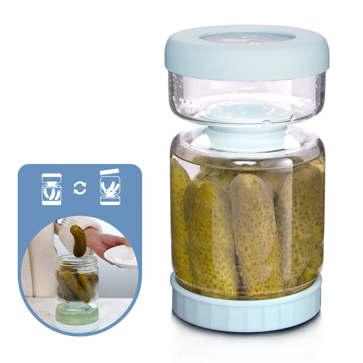 WhiteRhino Flip Einmachglas mit Sieb und Deckel,1L Olive Sanduhr Container,Umgekehrt Gestellter Pick