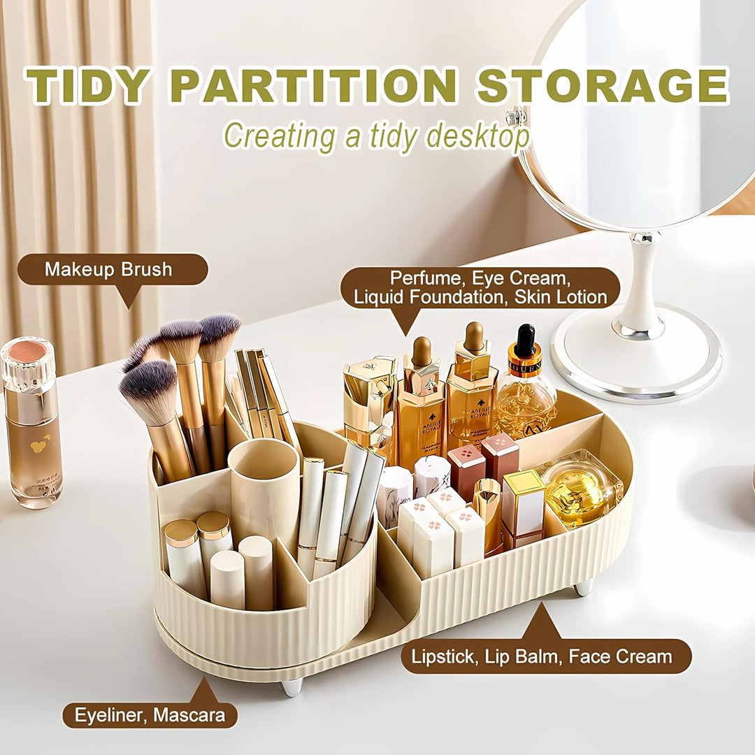 Make up Organizer 360° Drehbar, Grosser Bad Kosmetik Organizer mit Aufbewahrungsbox für Schminktisch