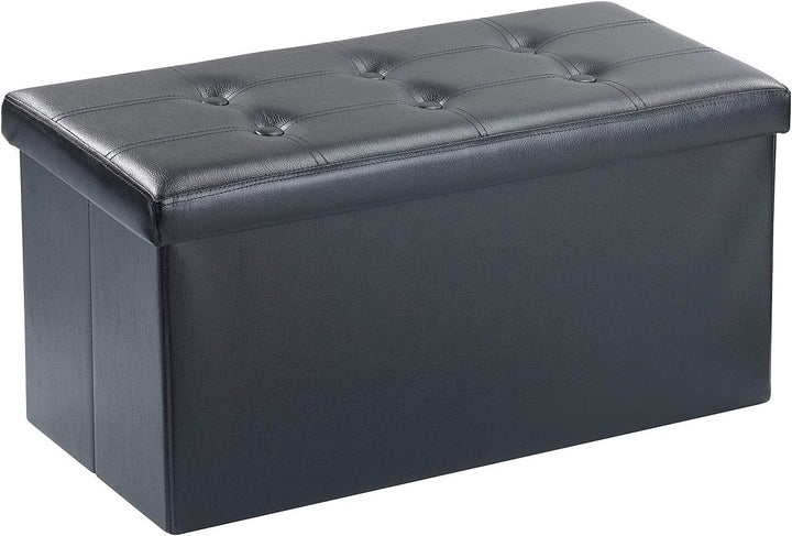 infactory Aufbewahrungsbox: 2er-Set Faltbare 2in1-Sitzbänke und -truhen, 80 l, bis 300 kg, schwarz (