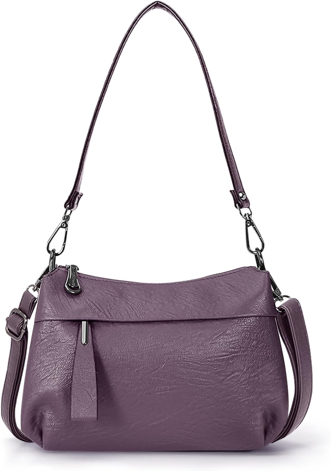 HUA ANGEL Mittelgross Handtasche Damen UmhäNgetasche Echt Leder Mit Mehreren Fächer Für Handy Und Po