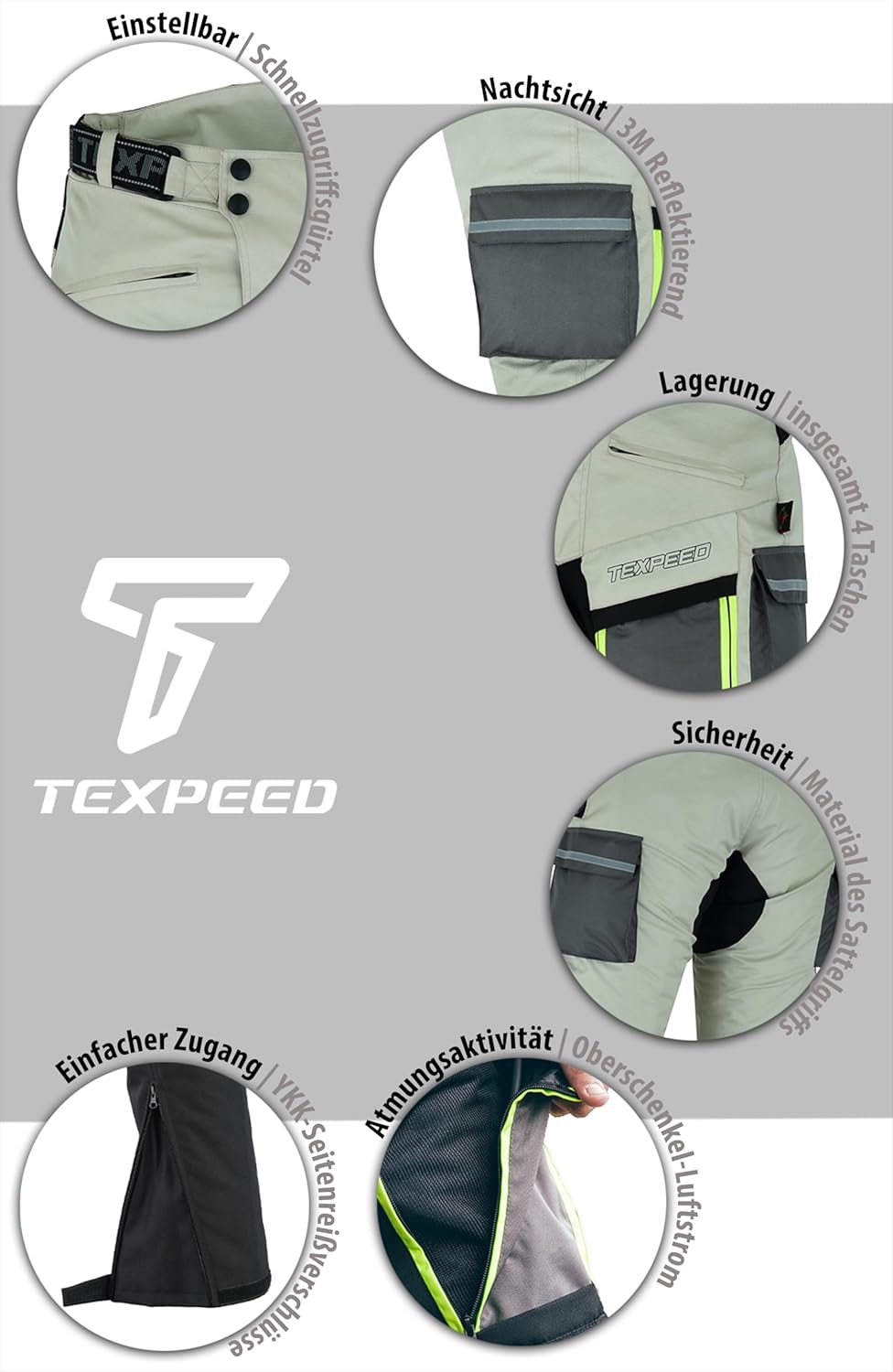 Texpeed Motorradhose Mit Protektoren Herren - Textil Wasserdicht Motorroller Motorrad Bikerin Mit Sc