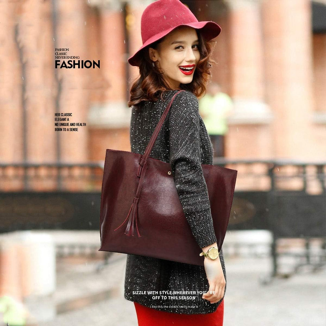 NICOLE&DORIS Damen Tote Tasche Handtasche Schultertasche aus PU-Leder Umhängetaschen Mode grosse Han