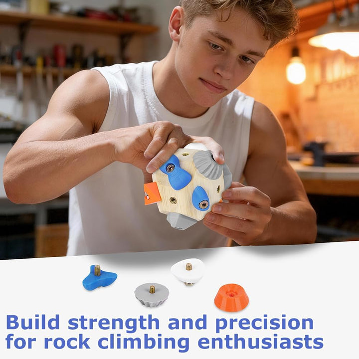 Handgefertigter 3D Boulder-Block mit 12 Harzhaltern, Tragbares Kletterball Fingergriff-Trainer Sport