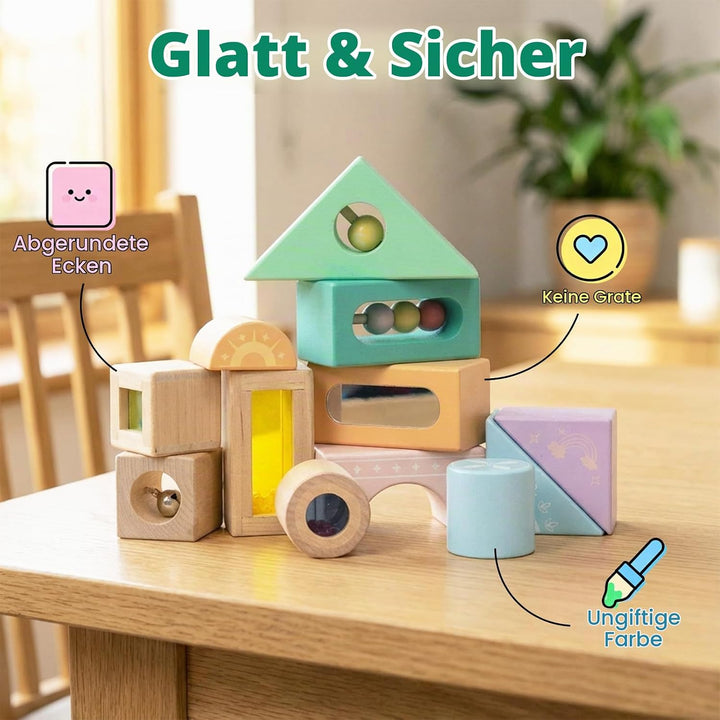 12 Stück Regenbogen Sound Komponenten Kinder Baby Stimme Block Spielzeug Set Bunte Bausteine Klangba