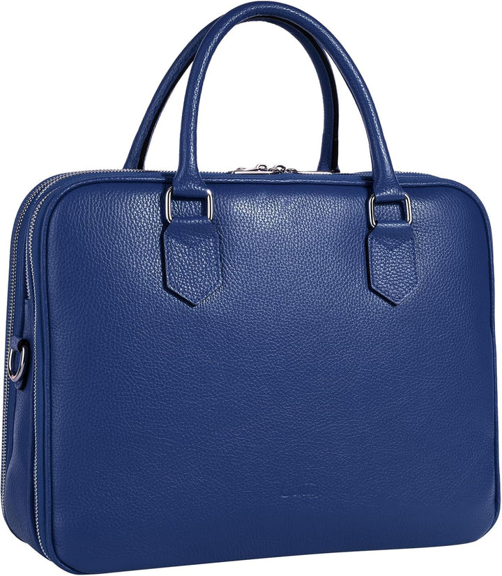 Cluty Aktentasche echt Leder Damen - 021833 Blau, Blau