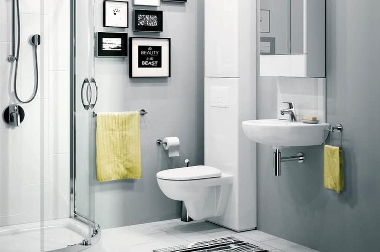 VBChome Aufsatzwaschbecken 60x46 cm Weiss Aufsatzwaschbecken mit Loch mit Überlauf EIN Waschbecken z