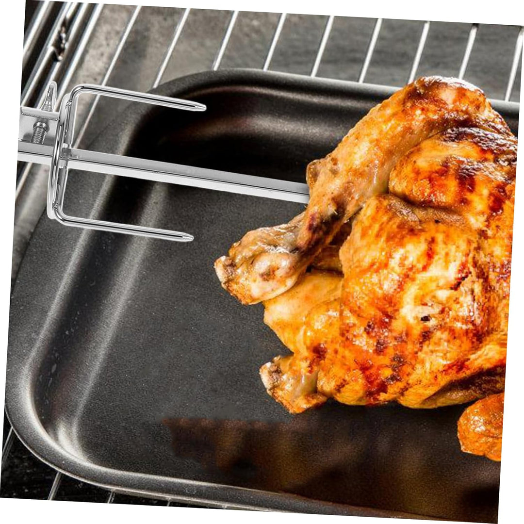 ANDRESLAD 1Satz Edelstahl Drehspiess Set für Grill und BBQ Rotisserie für Hähnchen Fisch und Fleisch