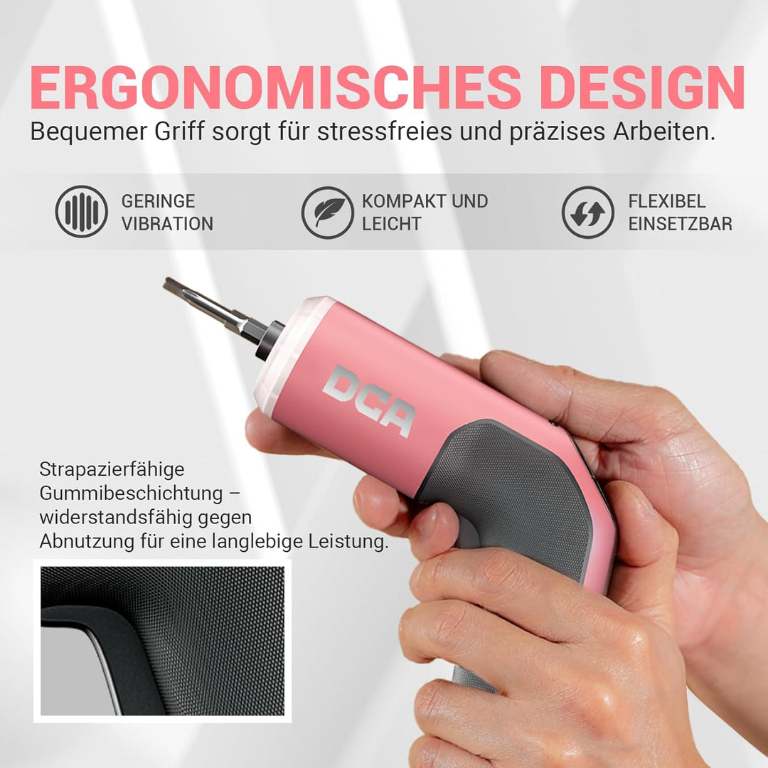 DCA 4V Elektrischer Schraubendreher-Set, 5 N·m mit 2000 mAh Li-Ionen-Akku, 6,35 mm Magnet-Sechskanta