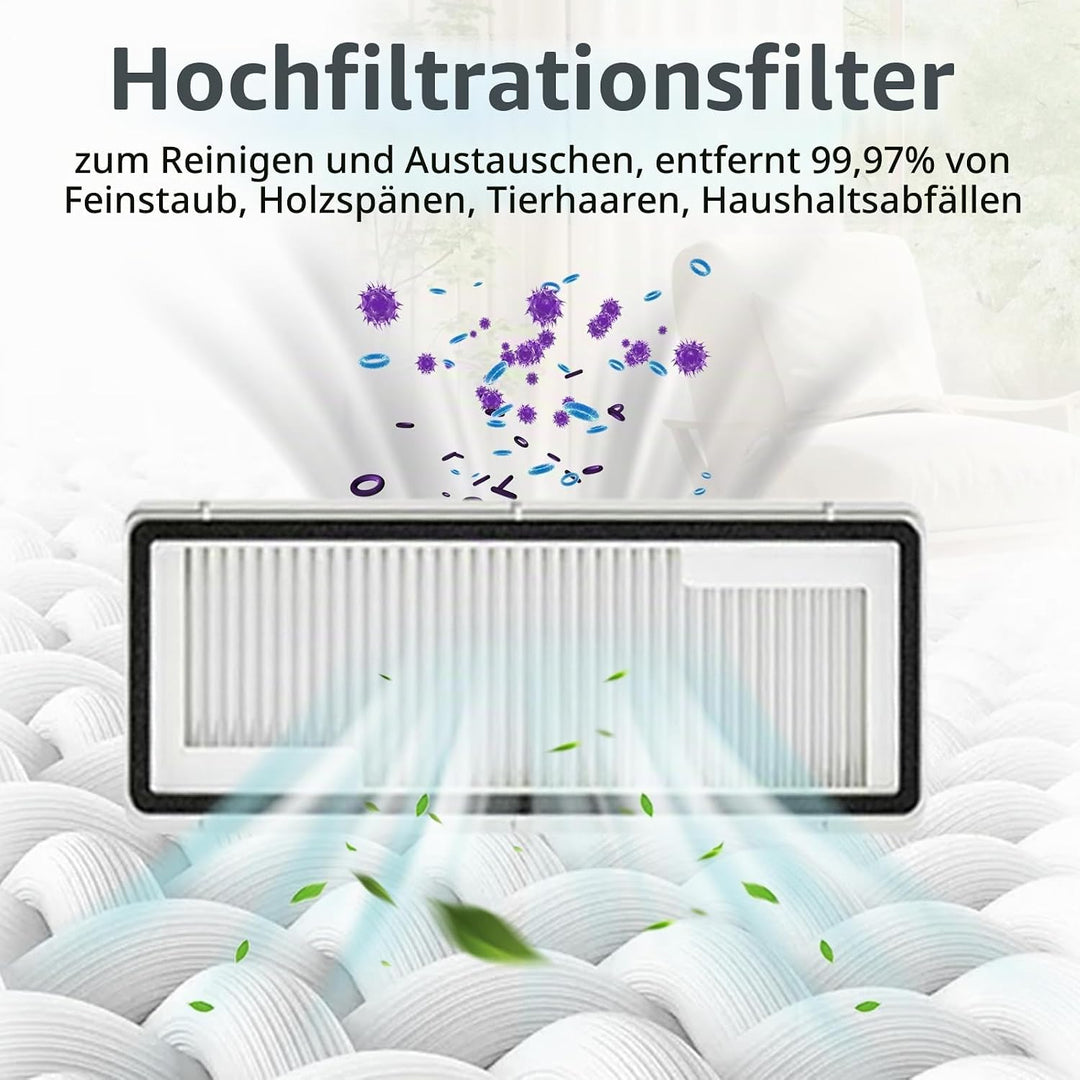 Homruich 22 Stück Zubehör für Narwal Freo Z10 Roboter Vacuum, 1 Hauptbürste, 4 HEPA-Filter, 4 Mop Pa