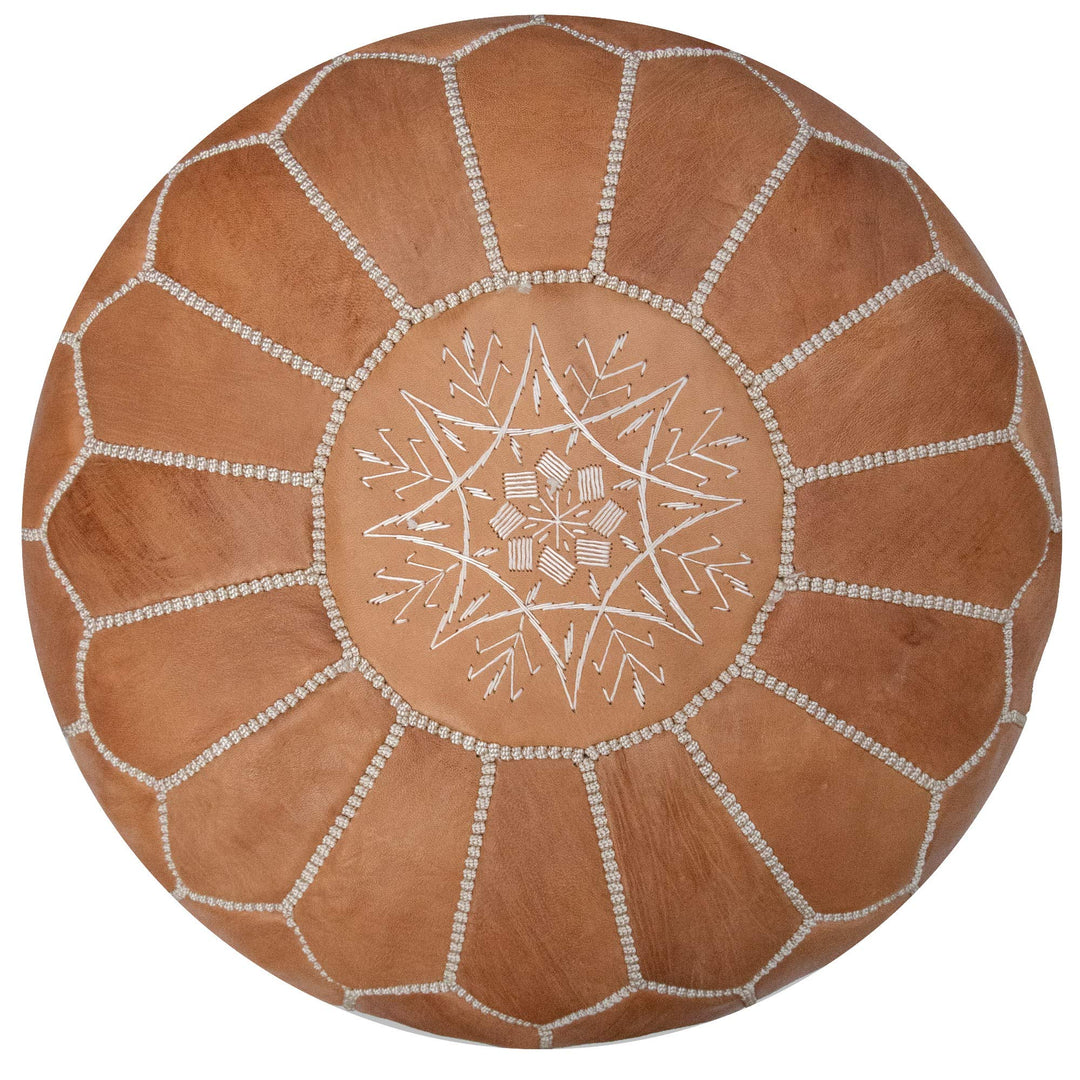 Poufs&Pillows Premium Echt Leder Pouf - Handgefertigt - gefüllt geliefert - Ottoman Sitzsack Fusshoc