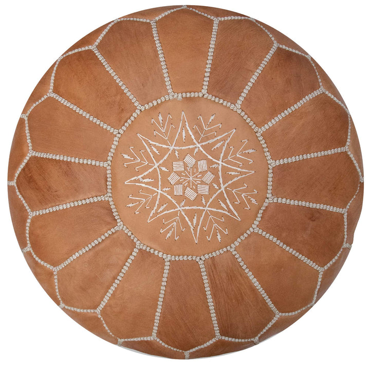 Poufs&Pillows Premium Echt Leder Pouf - Handgefertigt - gefüllt geliefert - Ottoman Sitzsack Fusshoc