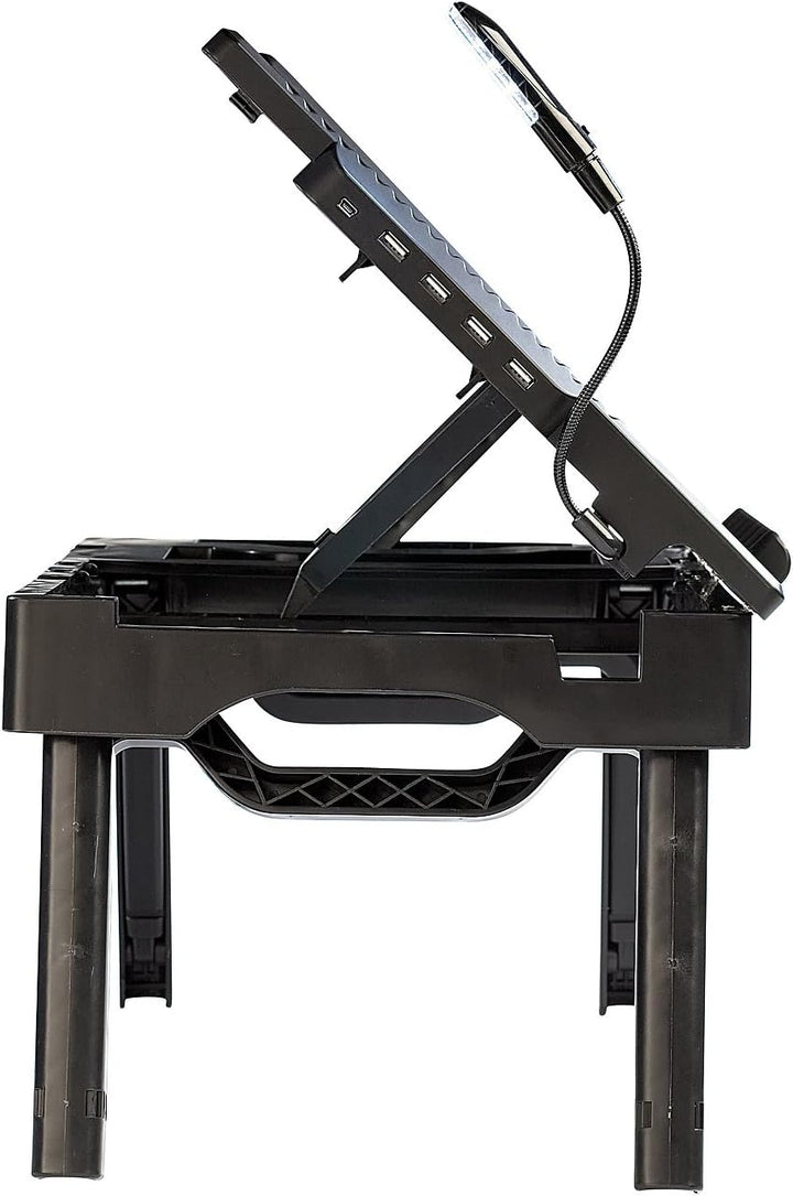 General Office Computertisch: Notebook-Tisch mit Schwanenhals-LED, höhenverstellbar, 4-Fach USB-Hub