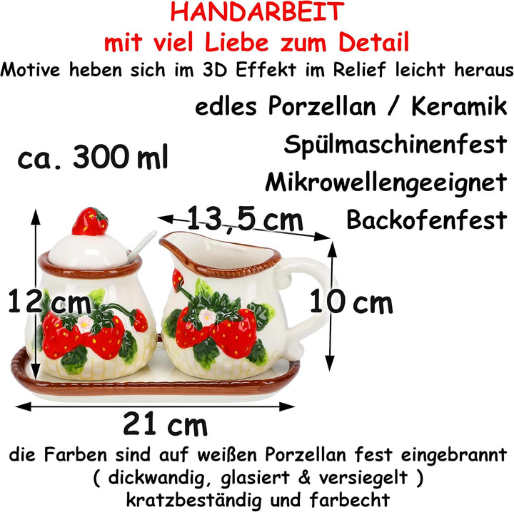 alles-meine.de GmbH Geschirr - Erdbeere - Artikel frei wählbar - XL Frühstücksset 3D Effekt - inkl.