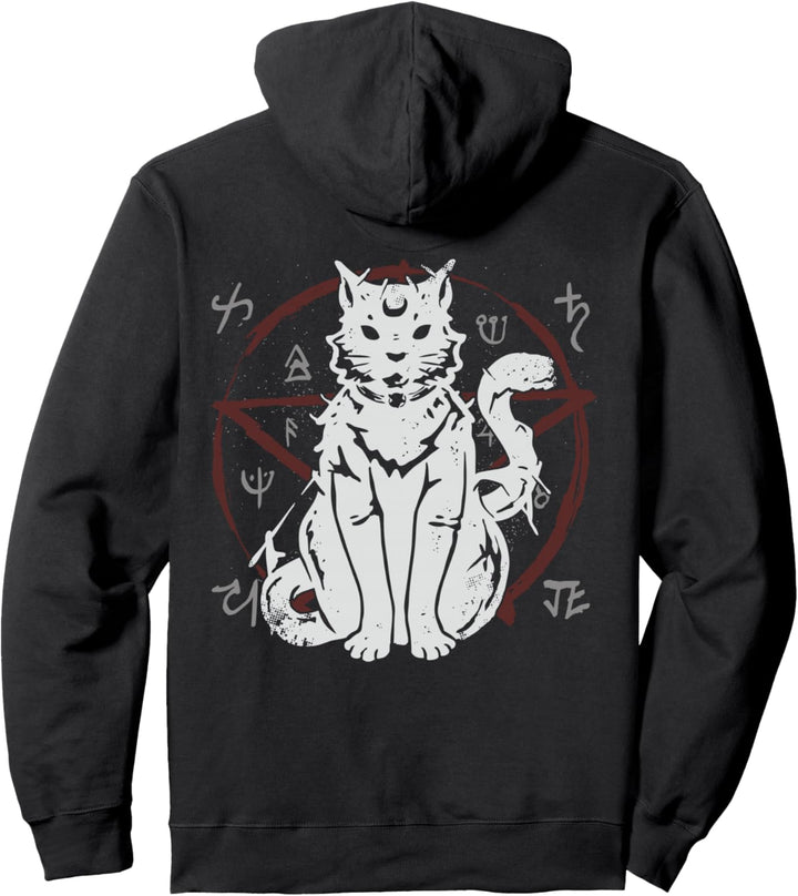 BACKPRINT Baphomet Satanic Pentagramm Goth Outfit Goth Pullover Hoodie