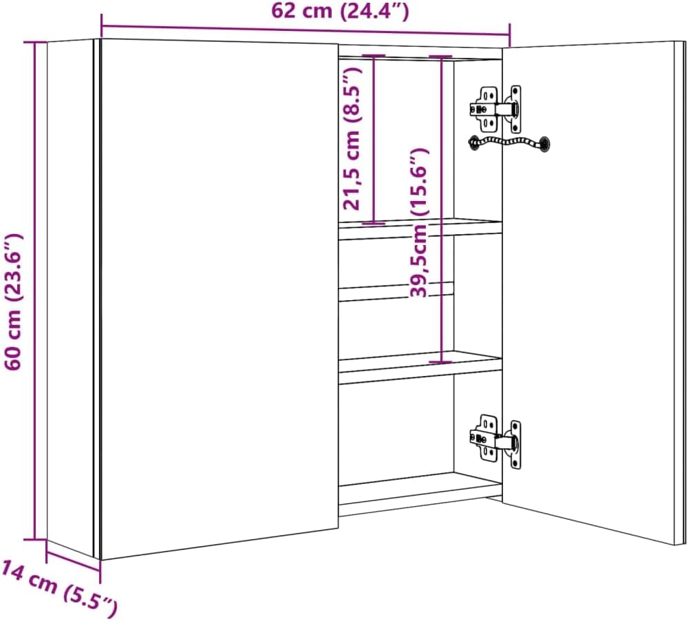 vidaXL LED Bad Spiegelschrank Badezimmerspiegel Badspiegel Spiegel Badschrank Badezimmerschrank Häng
