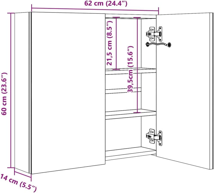 vidaXL LED Bad Spiegelschrank Badezimmerspiegel Badspiegel Spiegel Badschrank Badezimmerschrank Häng