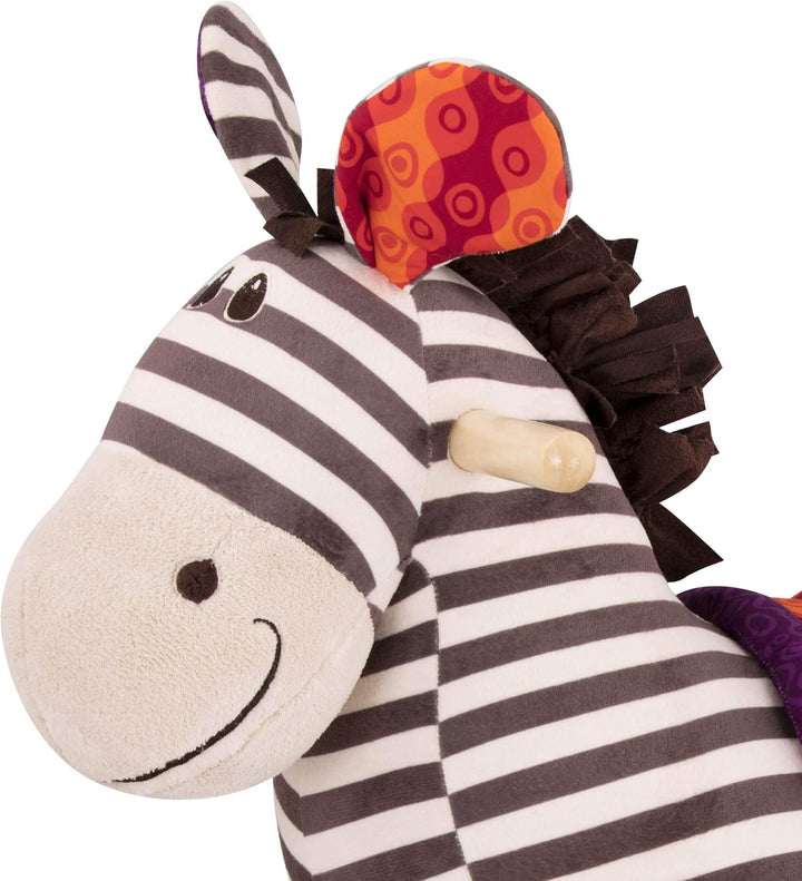 B. toys Schaukelpferd Zebra gestreift aus weichem Plüsch und hochwertigem Holz, Schaukeltier zum Dra
