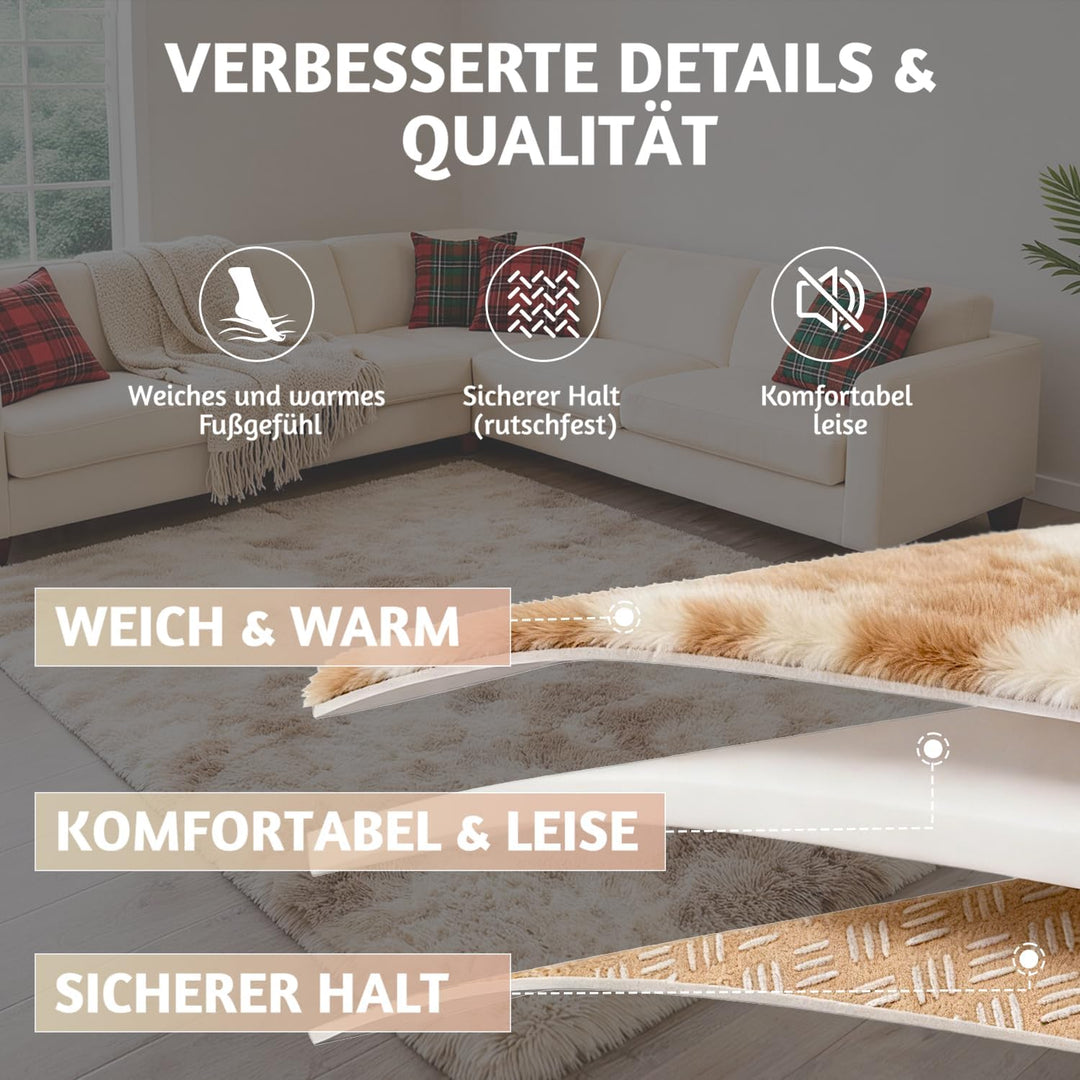 MARATIP Plüsch Teppich,Flauschiger Teppich Rund,grosse Grösse modernes Wohnzimmer,Kinder Mädchen,wei