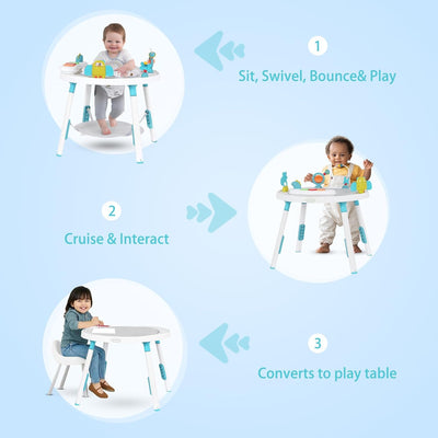 UBRAVOO Baby-Aktivitätszentrum, 3-in-1 Baby Lauflernhilfe mit abnehmbaren Spielzeugen und 360° Drehb