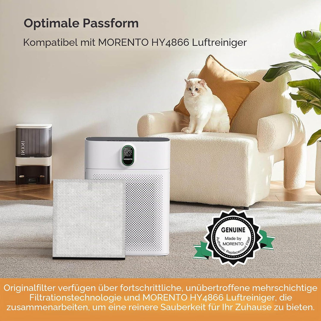 MORENTO HY4866 Original Luftreiniger Ersatzfilter, H13 Echter HEPA Filter wird verwendet, um Staub T