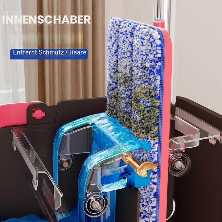 JOYMOOP Wischmopp und Eimer Set für Zuhause, Freisprech-Selbstreinigungssystem, mit 3 wiederverwendb
