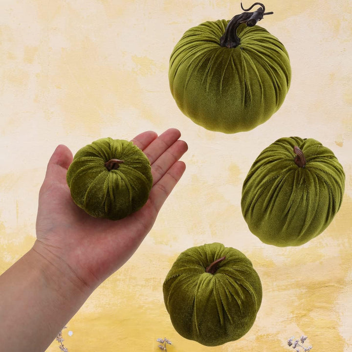 8 Stück Kürbisse Künstlich Gefälscht Orange Samt Tuch Herbst Ernte Halloween Zuhause Party Dekoratio