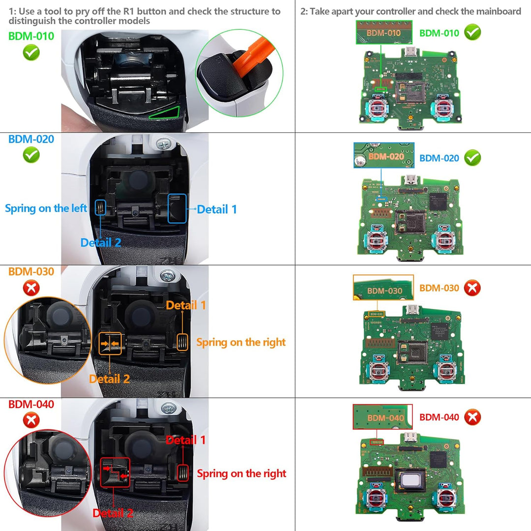 eXtremeRate 9 Modi 7 Farben DTF V3 LED Kit für ps5 Controller Ersatz Leuchttaste D-Pad Thumbsticks S