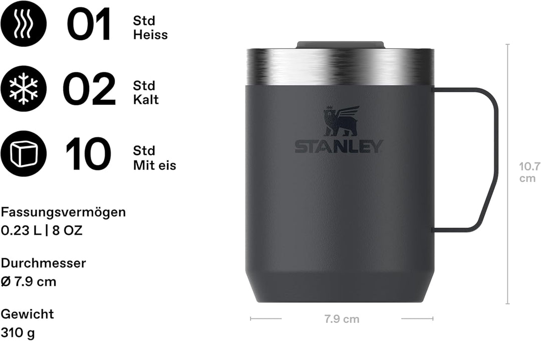 STANLEY 1913 Classic Legendary Camp Mug 0.23L - Hält 1 Stunden Heiss - 2 Stunden Kalt - BPA-Frei - S