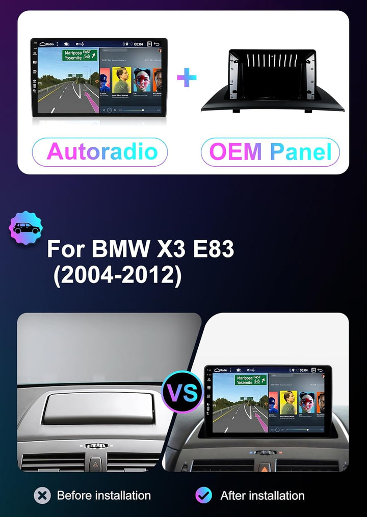 [2+64GB] Android 16 Autoradio mit Navi für BMW X3 E83 (2004-2012)-CarPlay/Android Auto/GPS/Lenkradst