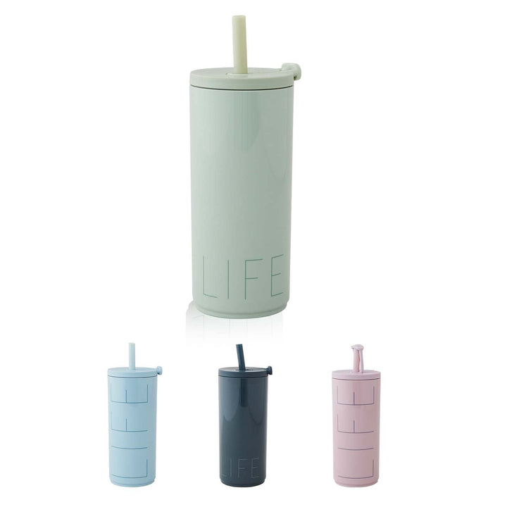 Design Letters Kaffeebecher 500 ml | Becher mit Deckel & Strohhalm | Travel Mug BPA/BPS frei | Verwe