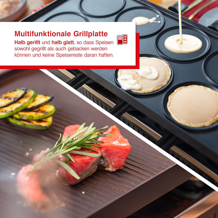 Solis Raclette Tischgrill 4-in-1 mit Grillplatte & Crêpe-Funktion – 1200W Ober- & Unterhitze, Antiha