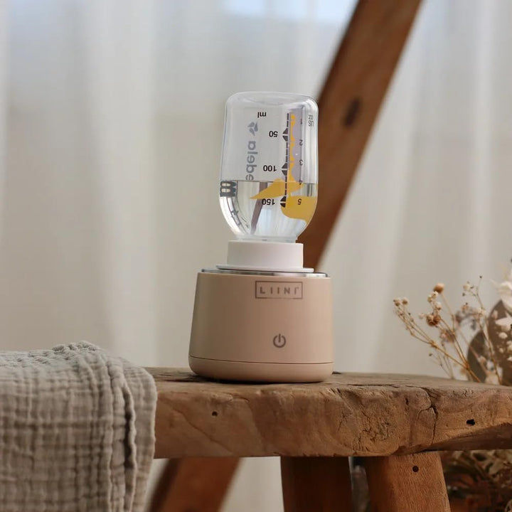 LIINI® BASIC Flaschenwärmer mit Akku, 45W, beige – 4 Stufen 37/40/45/50°C, Akku 9.000 mAh, unterwegs