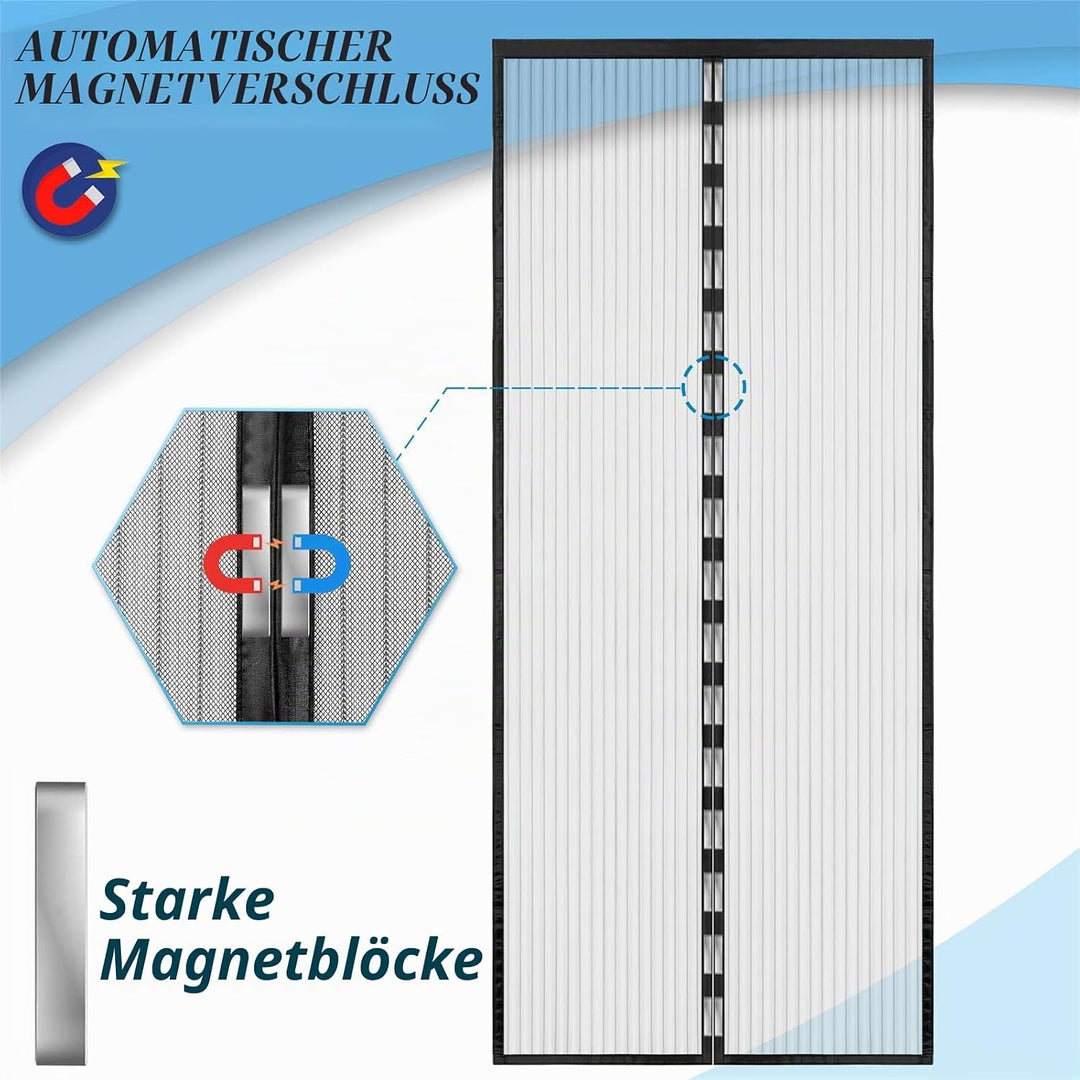 Fliegengitter Balkontür 75x200, Hohe Qualität Fliegengitter Tür Schwarz Magnet, Erhältlich in Allen