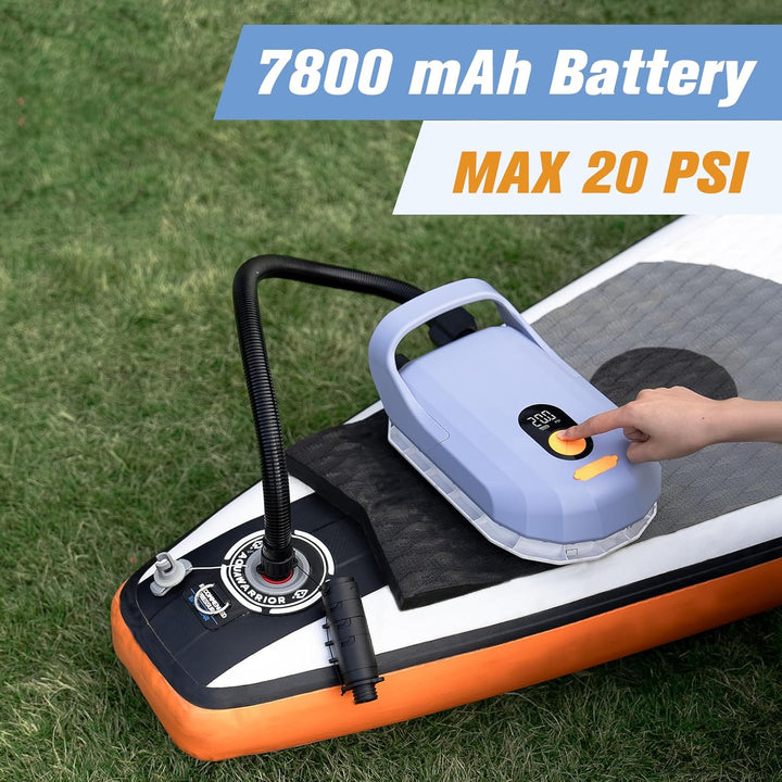 AIRBANK Elektrische Luftpumpe SUP Pumpe Whale Shark Pro, Aufpumpen und Entleeren 20 PSI, Wiederaufla