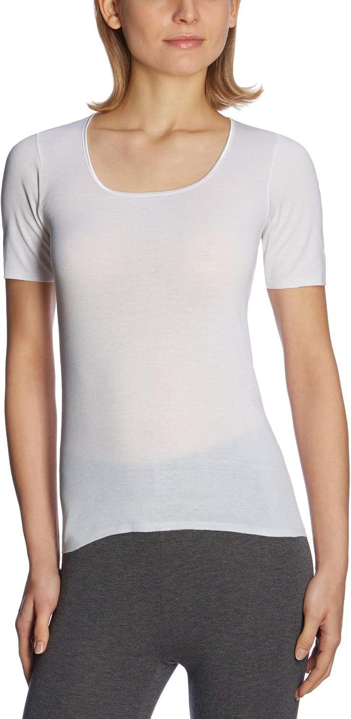 Schiesser Damen Spenzer halbarm Unterhemd - Luxury Baumwolle 42 Weiss_200764, 42 Weiss_200764