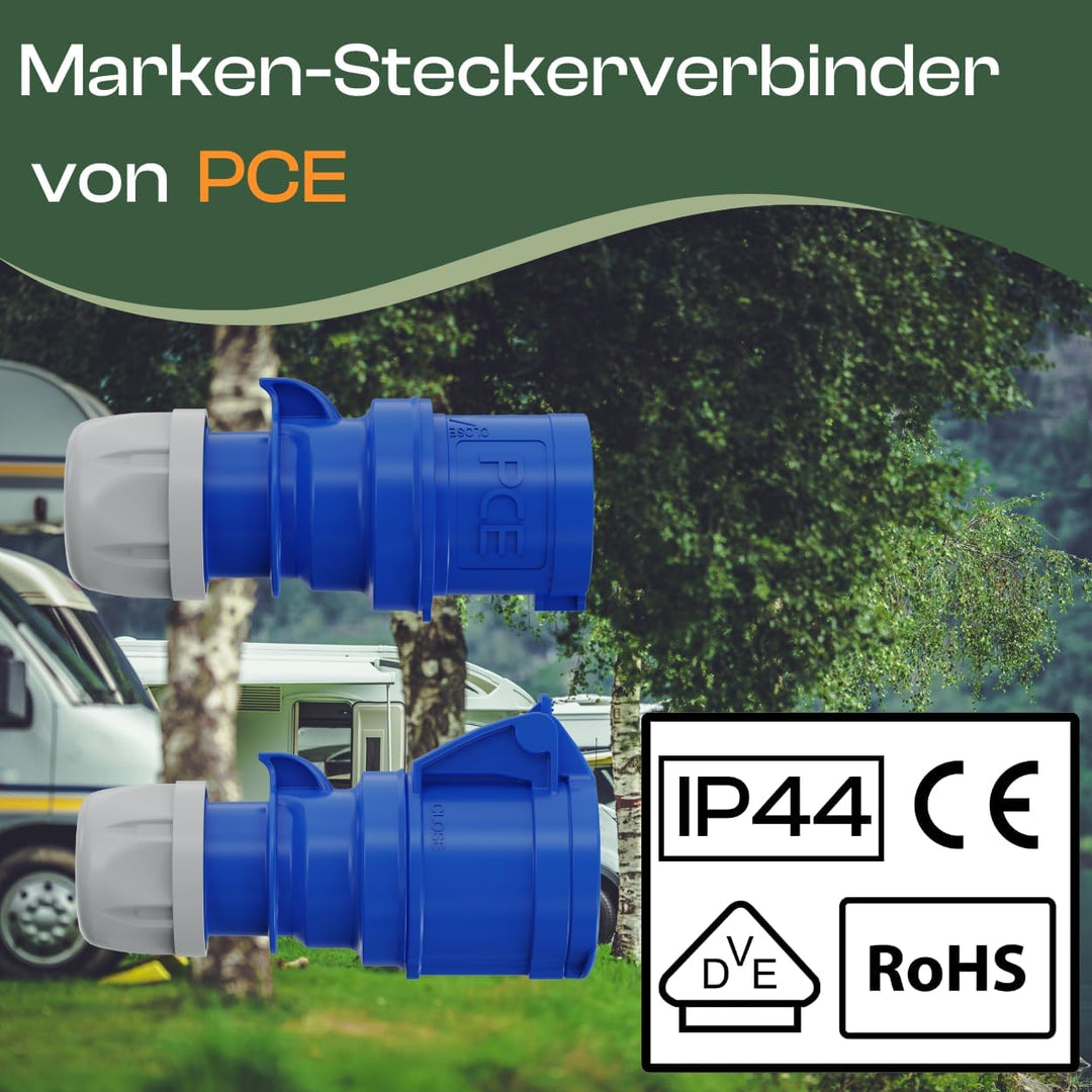 CEE Verlängerungskabel Camping Campingkabel Caravan Boot Gummi H07RN-F 3x1,5 mm² IP44 Aussen 230V 16